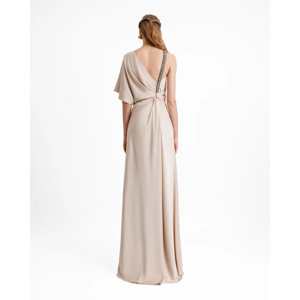 Gemy Maalouf Asymmetrical Neckline Draping Dress, view 3