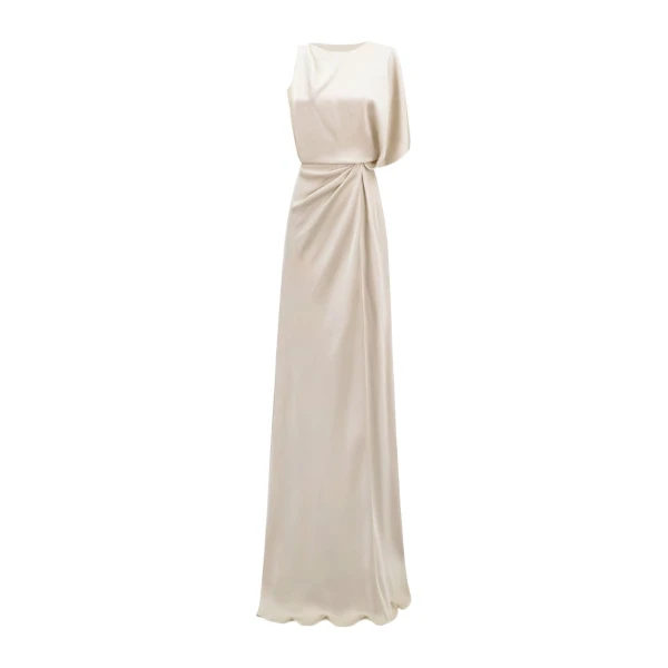 Gemy Maalouf Asymmetrical Neckline Draping Dress, view 5