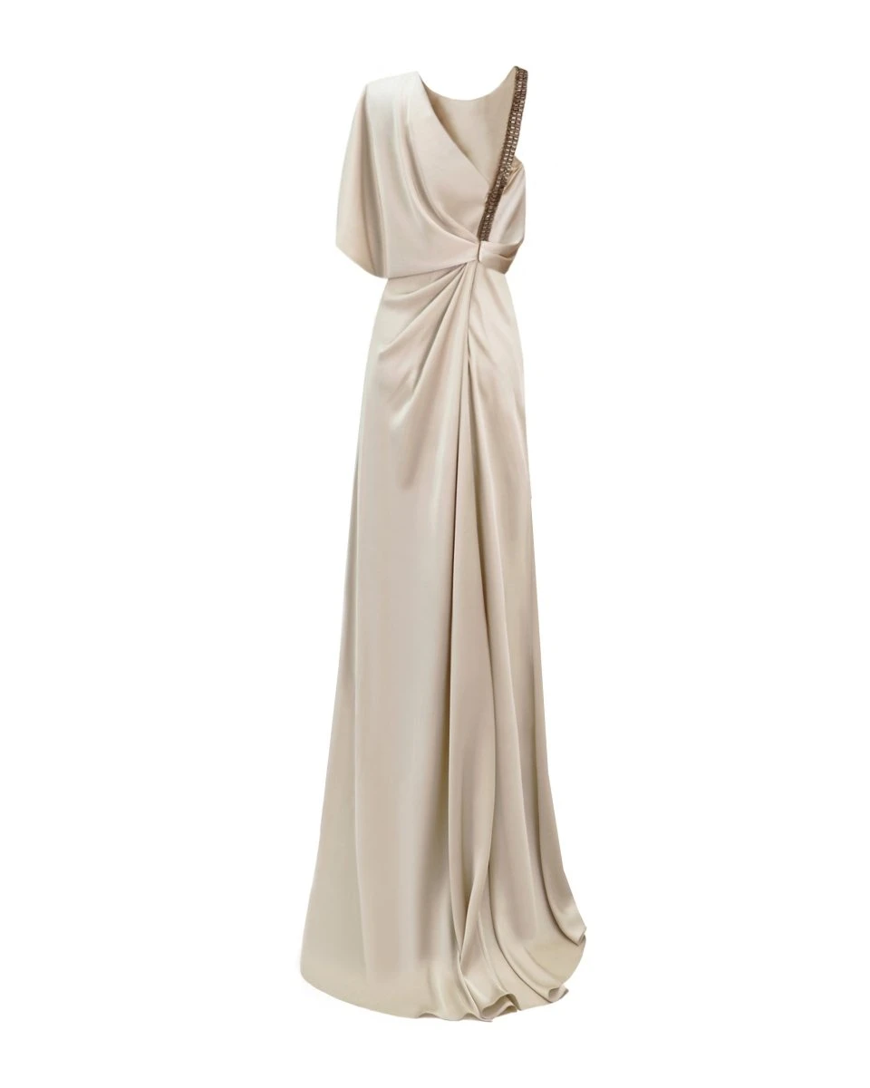 Gemy Maalouf Asymmetrical Neckline Draping Dress Gemy Maalouf Asymmetrical Neckline Draping Dress