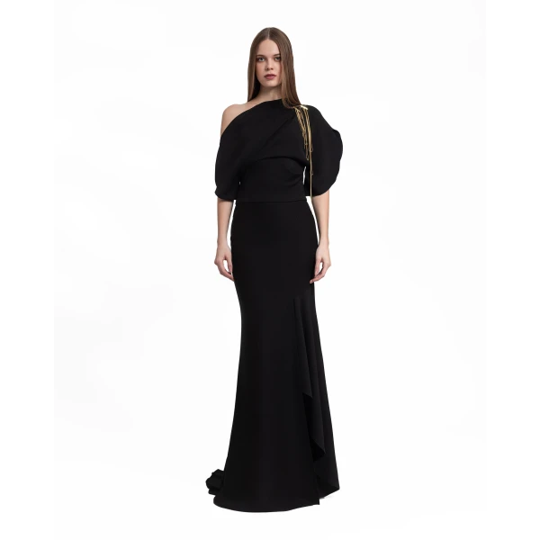 Gemy Maalouf Asymmetrical Neckline Dress, view 2