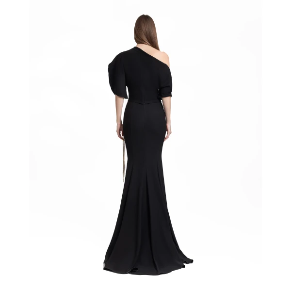 Gemy Maalouf Asymmetrical Neckline Dress, view 3