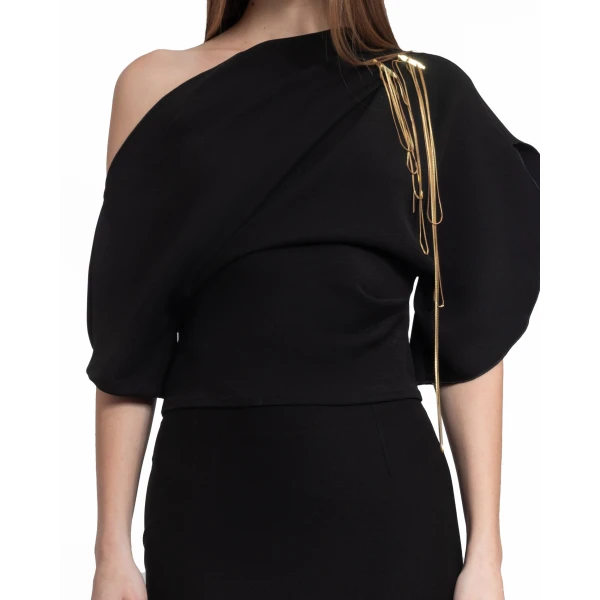 Gemy Maalouf Asymmetrical Neckline Dress, view 4