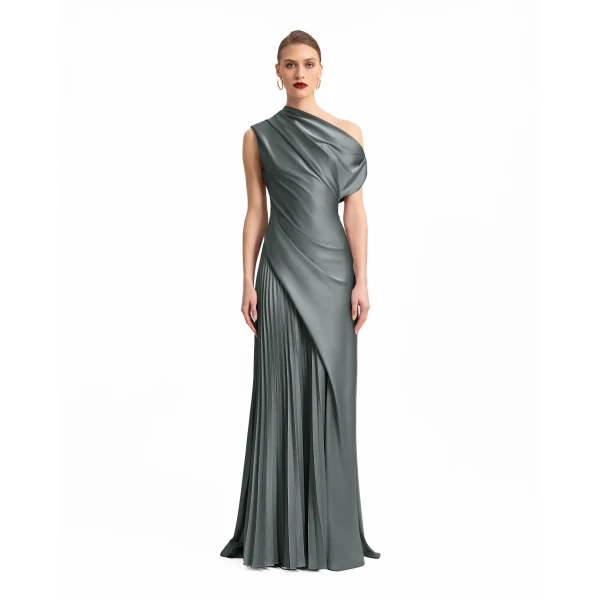 Gemy Maalouf Asymmetrical Plissé Under-Skirt Dress, view 2