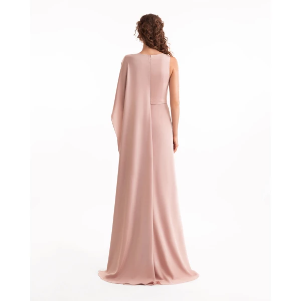 Gemy Maalouf Asymmetrical Satin Cape Dress, view 3