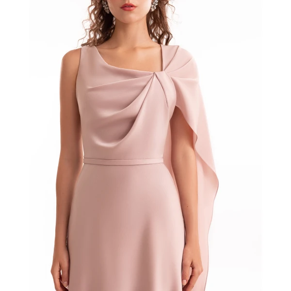 Gemy Maalouf Asymmetrical Satin Cape Dress, view 4