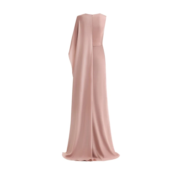 Gemy Maalouf Asymmetrical Satin Cape Dress, view 5