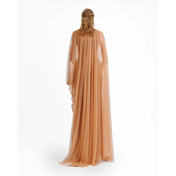 Gemy Maalouf Asymmetrical Sleeves Draped Dress, view 3