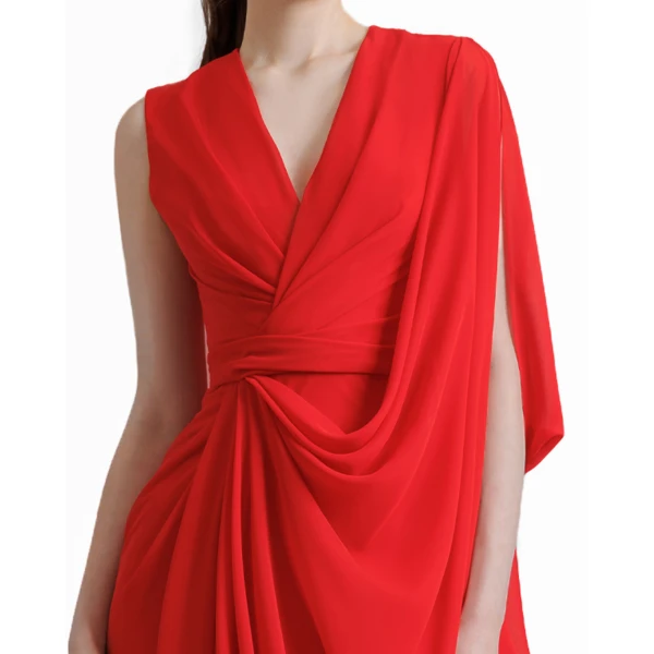 Gemy Maalouf Asymmetrical V-Neckline Dress, view 4