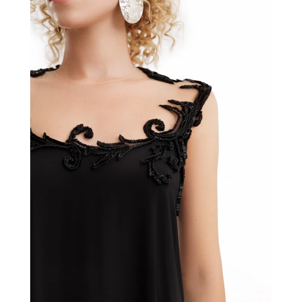 Gemy Maalouf Beaded A-Line Open-Back Dress, view 4