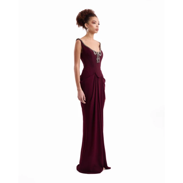 Gemy Maalouf Beaded Bow Dress, view 3