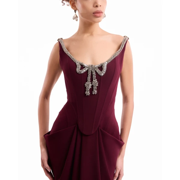 Gemy Maalouf Beaded Bow Dress, view 5