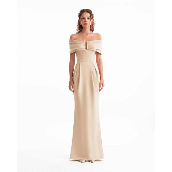 Gemy Maalouf Beaded Buckle Off-Shoulder Dress, view 2