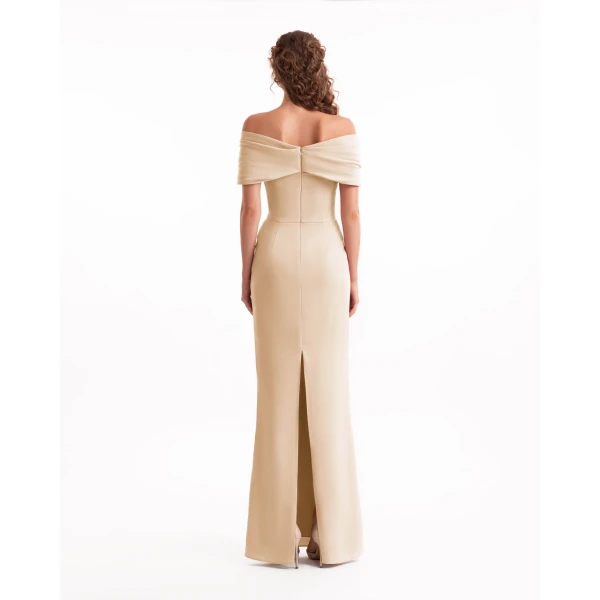 Gemy Maalouf Beaded Buckle Off-Shoulder Dress, view 3