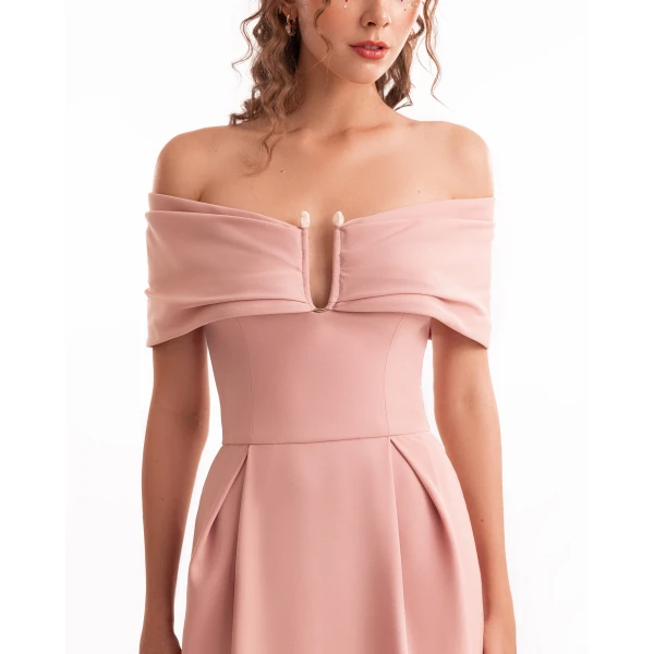 Gemy Maalouf Beaded Buckle Off-Shoulder Dress, view 4