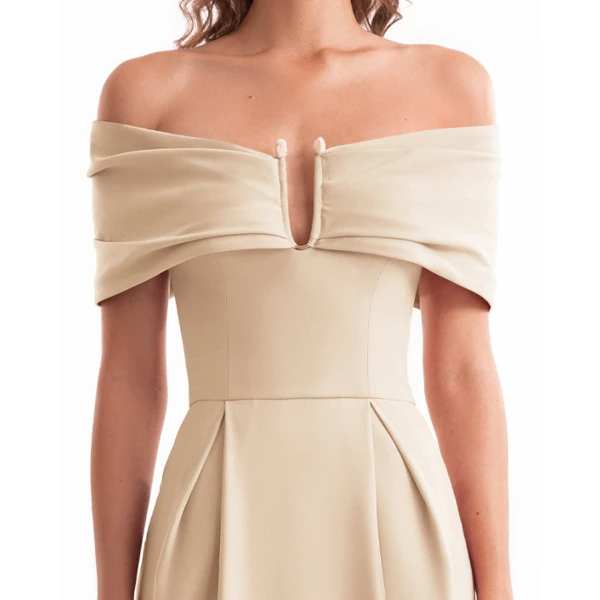 Gemy Maalouf Beaded Buckle Off-Shoulder Dress, view 4