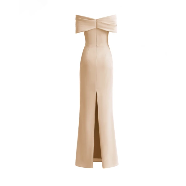 Gemy Maalouf Beaded Buckle Off-Shoulder Dress, view 5