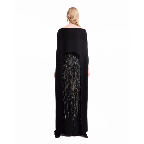 Gemy Maalouf Beaded Cape Dress, view 4