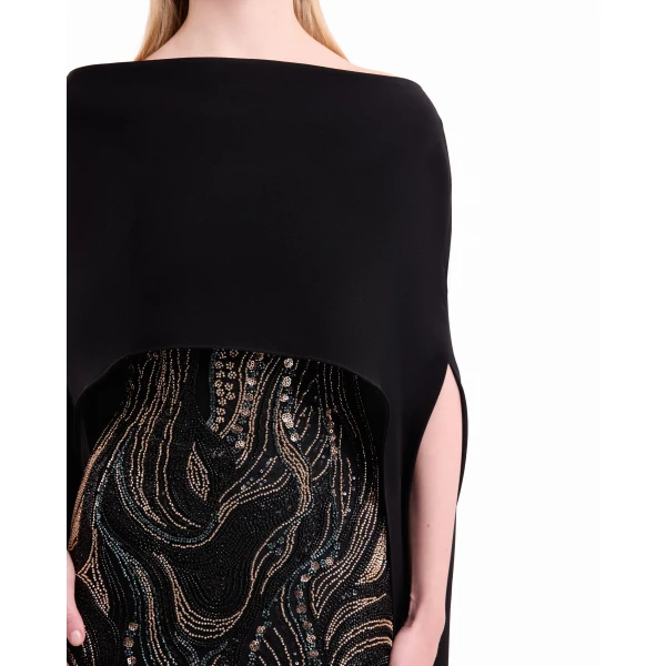 Gemy Maalouf Beaded Cape Dress, view 5