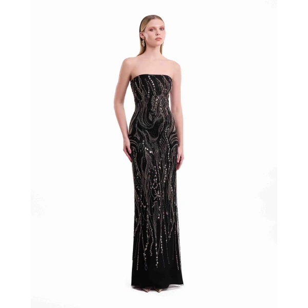 Gemy Maalouf Beaded Cape Dress, view 6