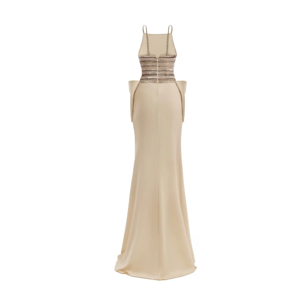 Gemy Maalouf Beaded Dress with Bow, view 5