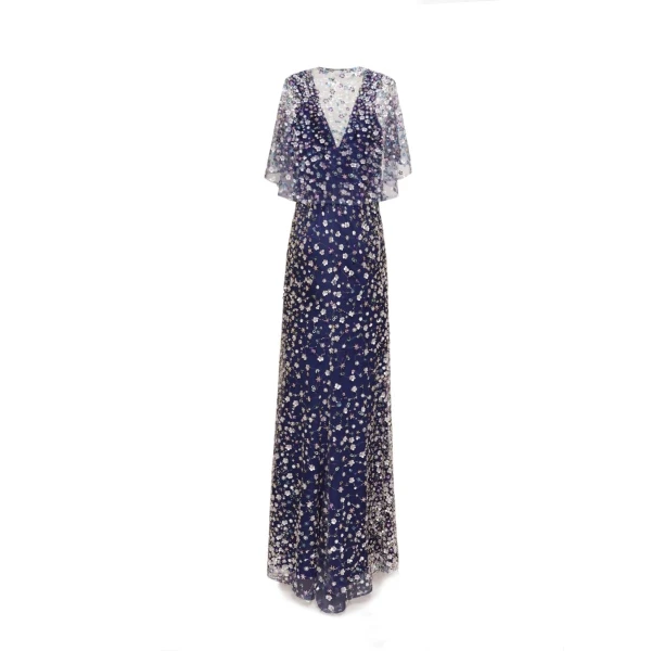 Gemy Maalouf Beaded Dress with Cape Sleeves, view 5