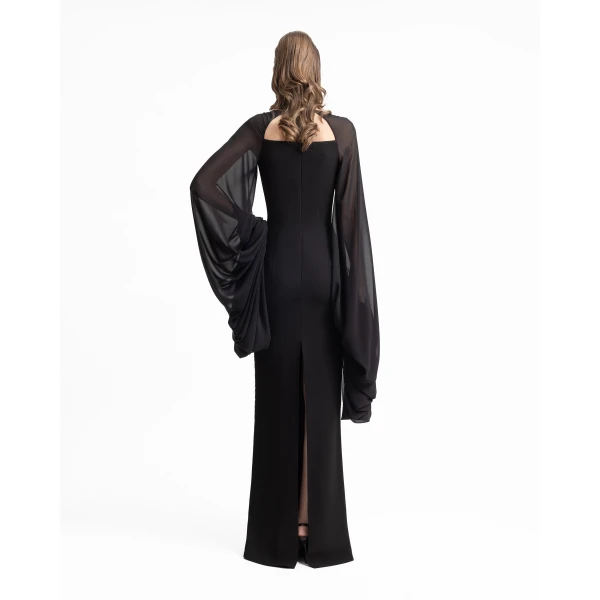 Gemy Maalouf Beaded Dress with Puffed Sleeves, view 3