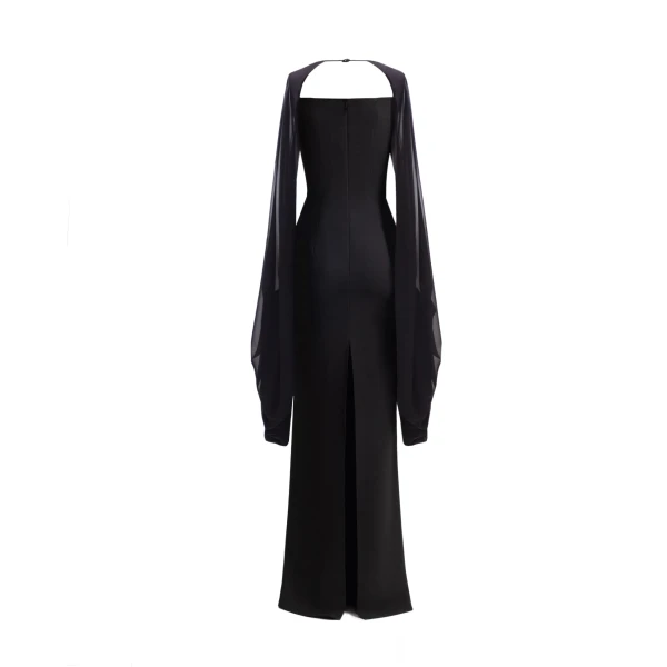 Gemy Maalouf Beaded Dress with Puffed Sleeves, view 5