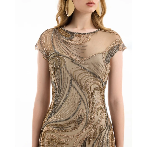 Gemy Maalouf Beaded Embroidered Dress, view 4