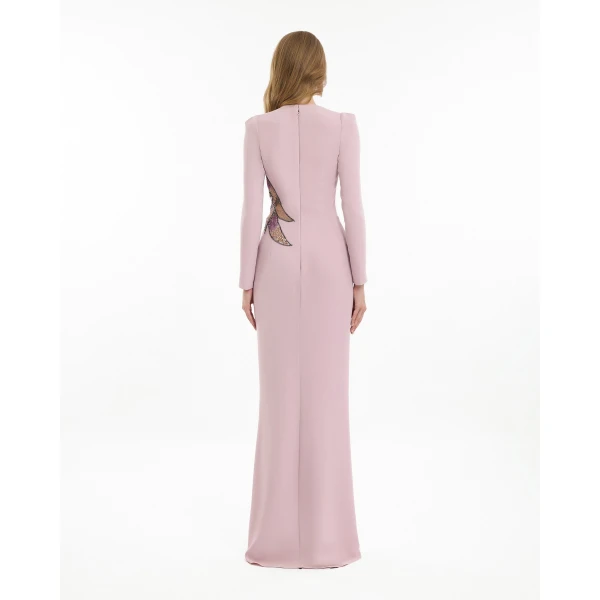 Gemy Maalouf Beaded Floral V-Neck Dress, view 3