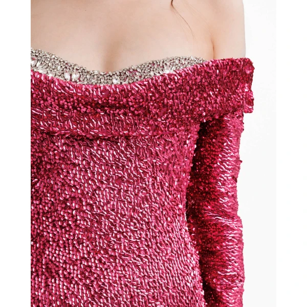 Gemy Maalouf Beaded Neckline Dress, view 4