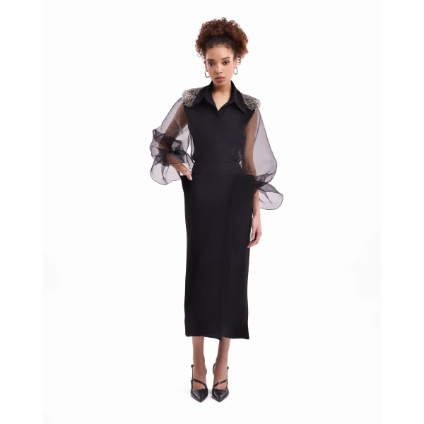 Gemy Maalouf Beaded Puff Sleeve Skirt Set, view 2