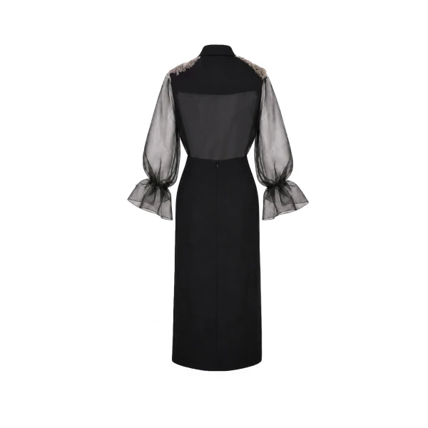 Gemy Maalouf Beaded Puff Sleeve Skirt Set, view 6