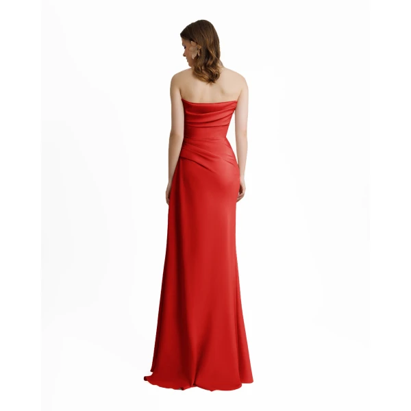 Gemy Maalouf Beaded Red Strapless Dress, view 3
