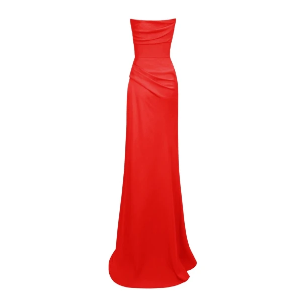 Gemy Maalouf Beaded Red Strapless Dress, view 5