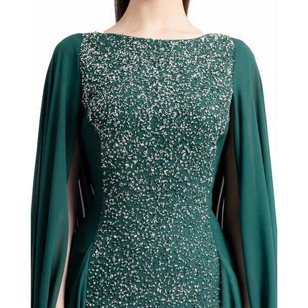 Gemy Maalouf Beaded Round-Neckline Dress, view 4