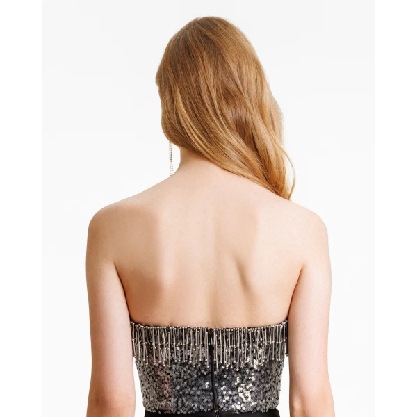 Gemy Maalouf Beaded Sequins Top, view 3