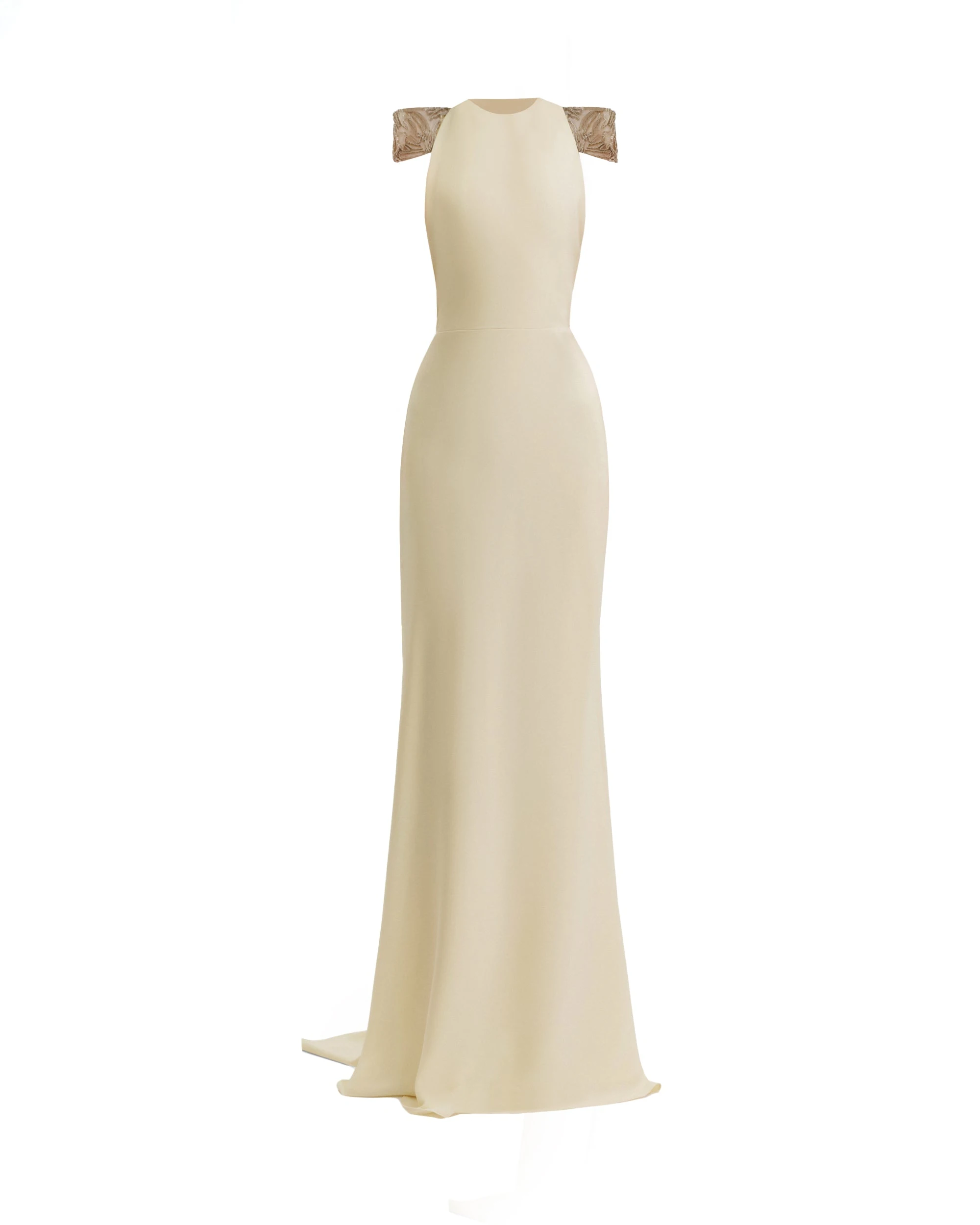 Gemy Maalouf Beaded Shoulder High-Neck Dress Gemy Maalouf Beaded Shoulder High-Neck Dress