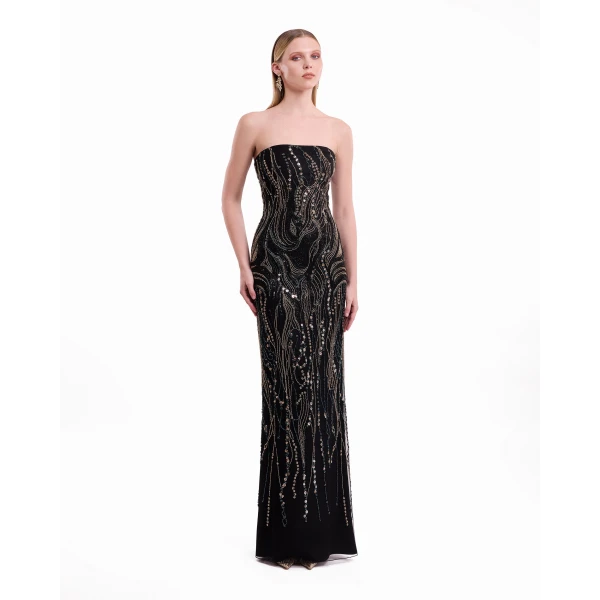Gemy Maalouf Beaded Strapless Dress, view 2