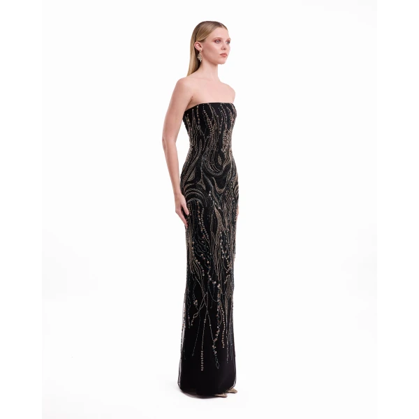 Gemy Maalouf Beaded Strapless Dress, view 3