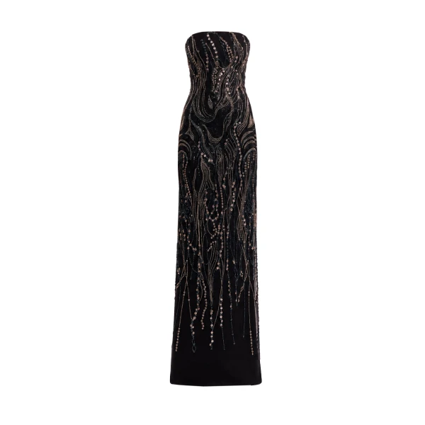 Gemy Maalouf Beaded Strapless Dress, view 6