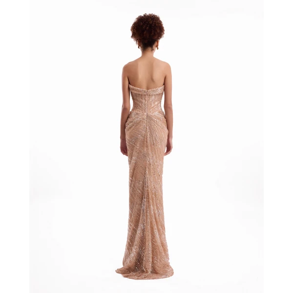 Gemy Maalouf Beaded Sweetheart Dress, view 4