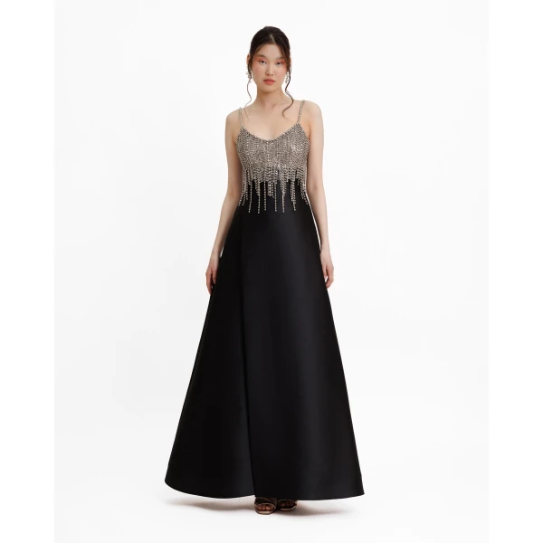 Gemy Maalouf Beaded Tassels Long Dress, view 2