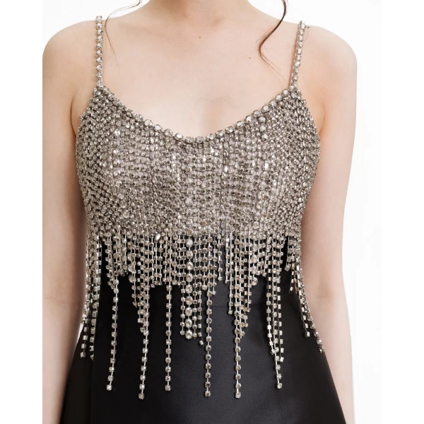 Gemy Maalouf Beaded Tassels Long Dress, view 4