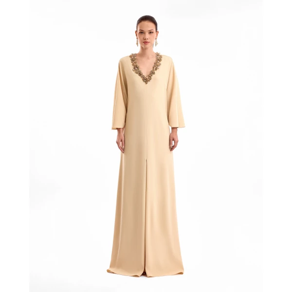 Gemy Maalouf Beaded V-Neck Kaftan, view 2