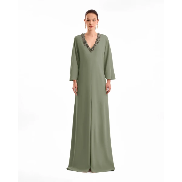 Gemy Maalouf Beaded V-Neck Kaftan, view 2