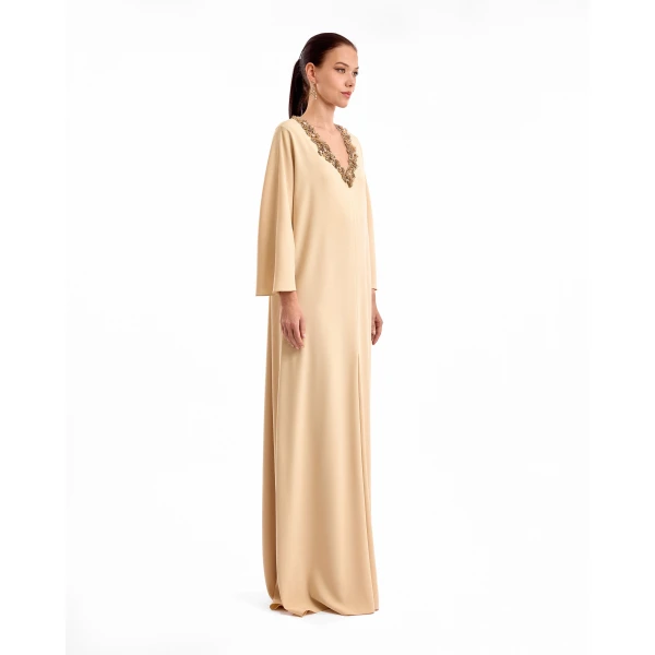 Gemy Maalouf Beaded V-Neck Kaftan, view 3