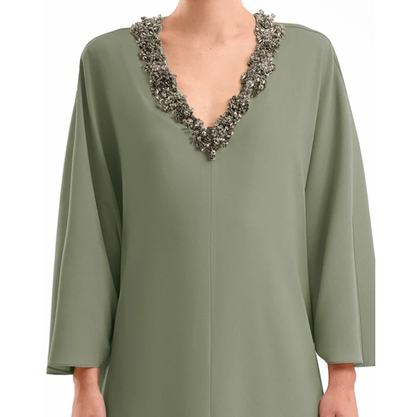 Gemy Maalouf Beaded V-Neck Kaftan, view 4