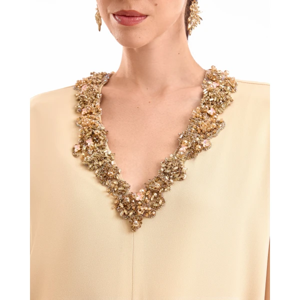 Gemy Maalouf Beaded V-Neck Kaftan, view 5