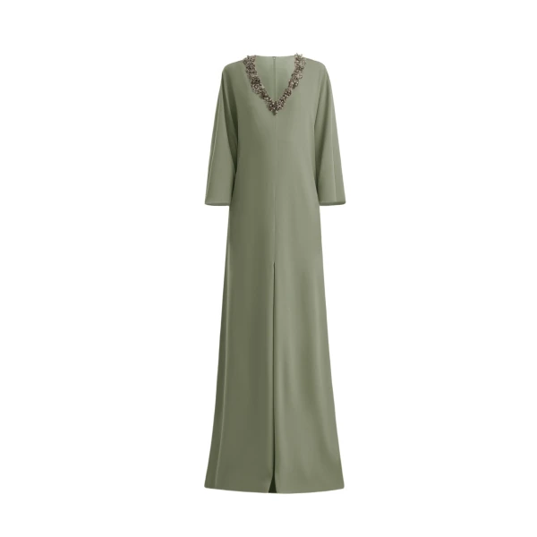 Gemy Maalouf Beaded V-Neck Kaftan, view 5