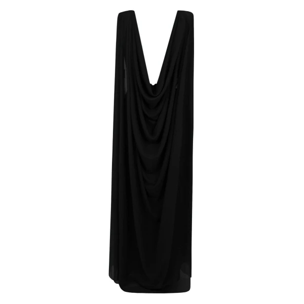 Gemy Maalouf Black Beaded Round-Neckline Dress, view 5